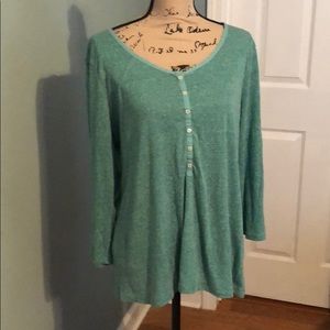 Teal blue green 3/4 sleeve top